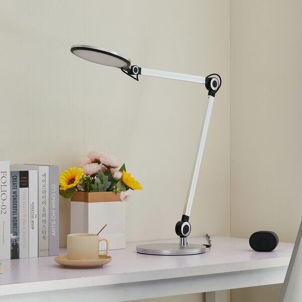 Lindby Lampă de masă LED Nyxaris, argint, metal, CCT, 50 cm, reglabil, Metalic, Studiu / Birou, Plastic, Modern
