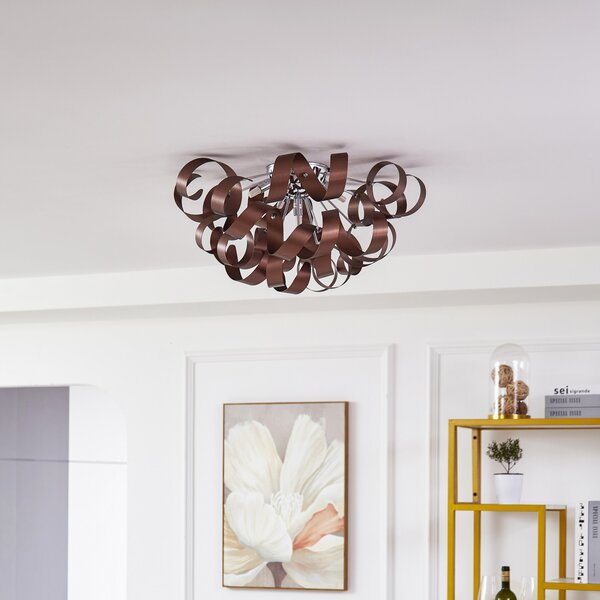Lucande Plafonieră Kaelor, Ø 60 cm, culoare cupru, aluminiu, reglabil, Cupru, Camera de zi / sufragerie, Aluminiu, Design