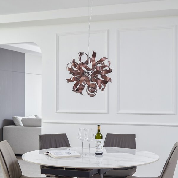 Lucande Lampă suspendată Kaelor, Ø 46 cm, culoare cupru, aluminiu, reglabil, Cupru, Camera de zi / sufragerie, Aluminiu, Design