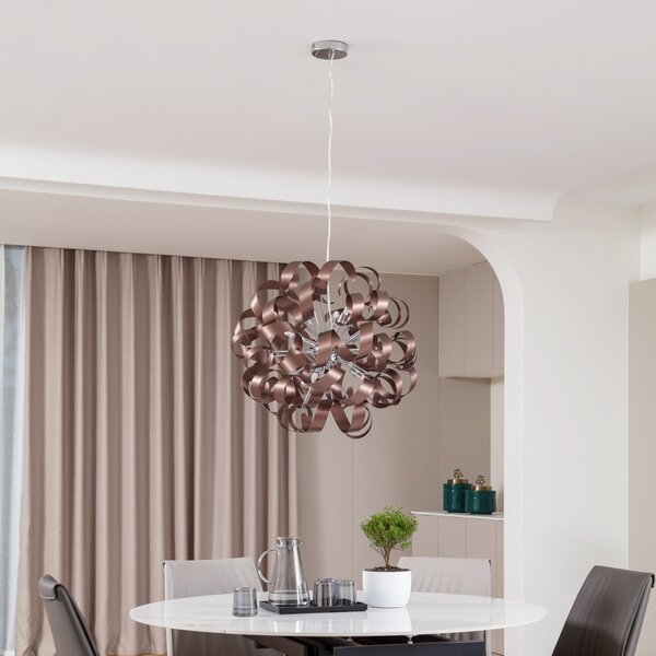 Lucande Lampă suspendată Kaelor, Ø 60 cm, culoare cupru, aluminiu, reglabil, Cupru, Camera de zi / sufragerie, Aluminiu, Design