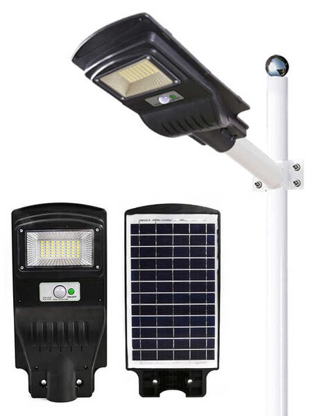 Lampa solara 50W cu senzor de miscare, iluminat stradal, IP 66, 6500 K