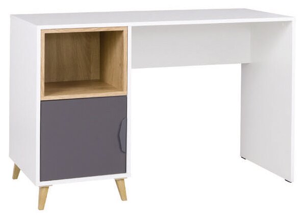 Masă PC Juna 14 (alb + grafit + gri + stejar lefkas). Promo -13%. 1087410