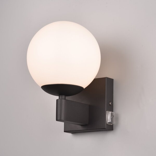 Trio Lighting Kula aplică baie, abajur de sticlă IP44 negru, Negru, Baie, Metal, Modern, glob