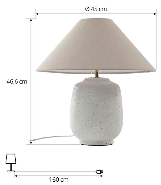Lucande Lampă de masă Thalorin, înălțime 47 cm, alb, ceramică, Alb, Camera de zi / sufragerie, Ceramică, Scandinavă