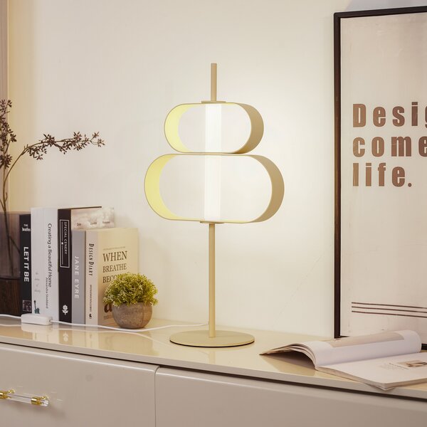 Lucande Lampă de masă cu LED Audrina, bej, metal, reglabilă, reglabil, Bej, dormitor, Metal, Modern