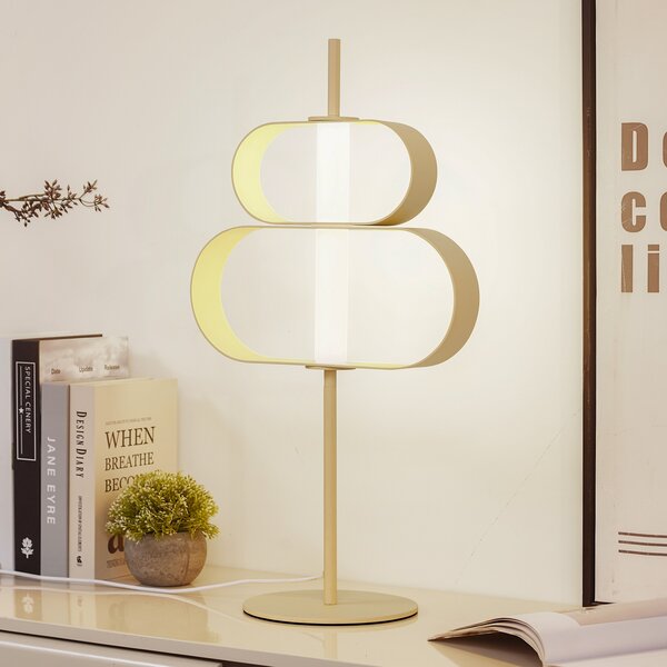 Lucande Lampă de masă cu LED Audrina, bej, metal, reglabilă, reglabil, Bej, dormitor, Metal, Modern