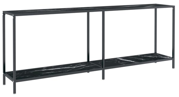 Masă consolă, negru, 200x35x75,5 cm, sticlă securizată