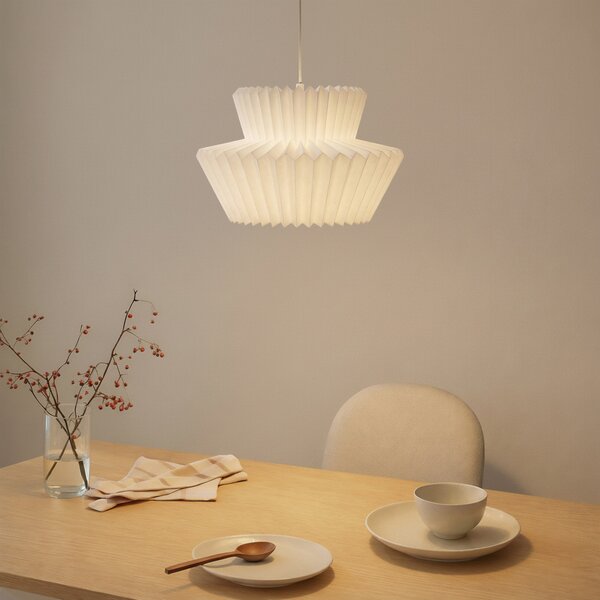 Lindby Suspensie Magali, alb, hârtie, Ø 45 cm, E27, reglabil, Alb, Camera de zi / sufragerie, Hârtie / Carton