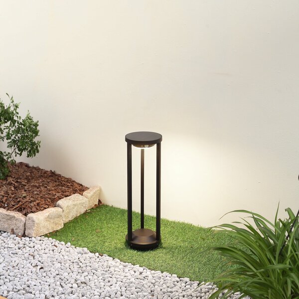 Lucande LED lumina solară Nilea, Ø 16 cm, negru, senzor, Negru, Aluminiu, Modern