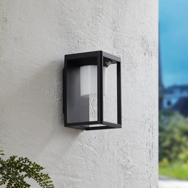 Lucande LED-Solar-aplică de perete Tilena, negru, aluminiu, senzor, Negru, Aluminiu, Modern