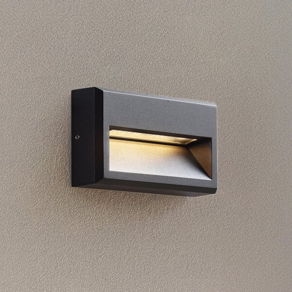Lucande Lampa de perete pentru exterior cu LED Weno, negru, aluminiu, IP65, Negru, Aluminiu, Modern, Soclu de perete jos