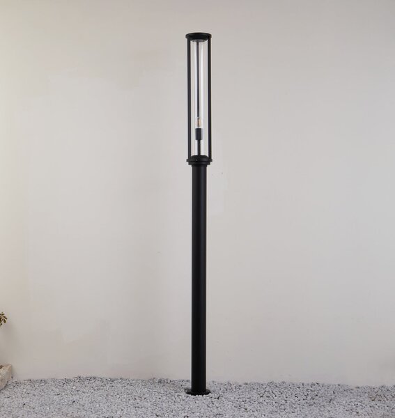 Lucande Lumină exterioară Alivaro, negru, 220 cm, E27, IP65, reglabil, Negru, Aluminiu, Modern