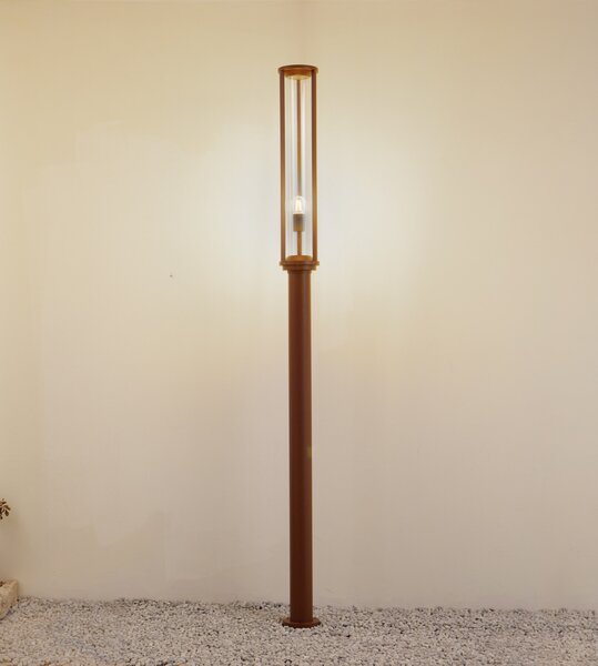 Lucande Lumină exterioară Alivaro, culoare rugină, 220 cm, E27, IP65, reglabil, Maro / Rugină, Aluminiu, Modern