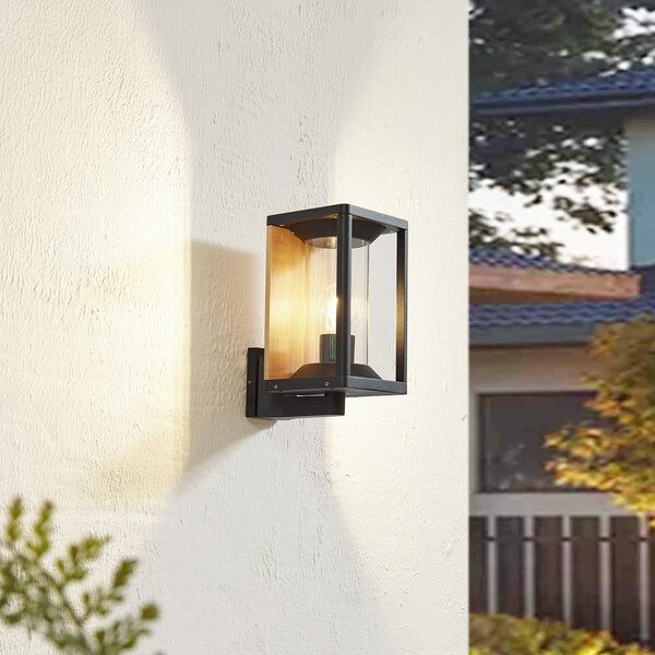Lucande Aplică de exterior Candina, negru, aluminiu, IP65, reglabil, Negru, Aluminiu, Modern, Priză de perete top