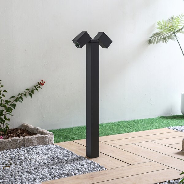 Lindby bornă luminoasă Othil, 2 becuri, 80 cm, antracit, metal, reglabil, Gri, Aluminiu, Modern