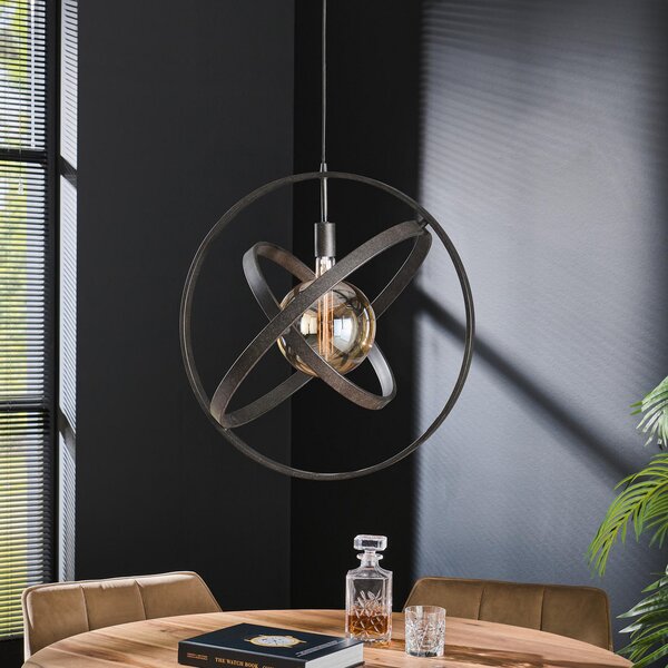 Zijlstra Orbit lampă suspendată cu 3 inele, 1 bec, negru, reglabil, Negru, Camera de zi / sufragerie, Metal