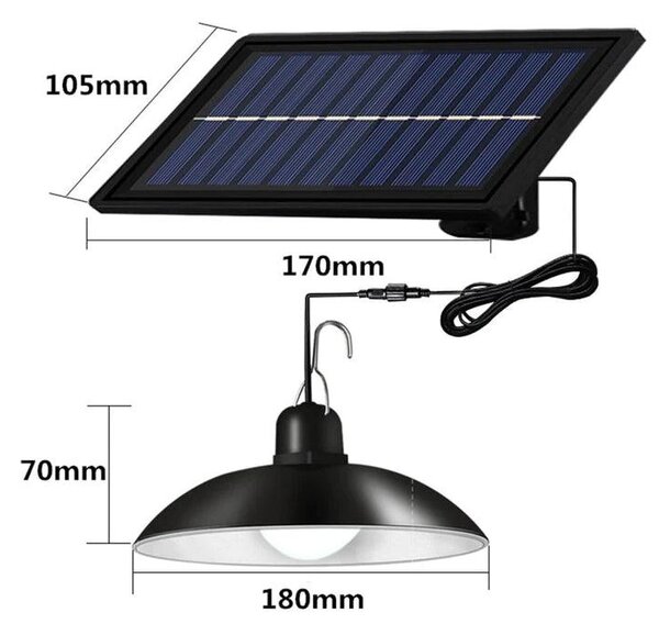 Set panou solar cu 2 becuri LED cu aplica, telecomanda, 50W