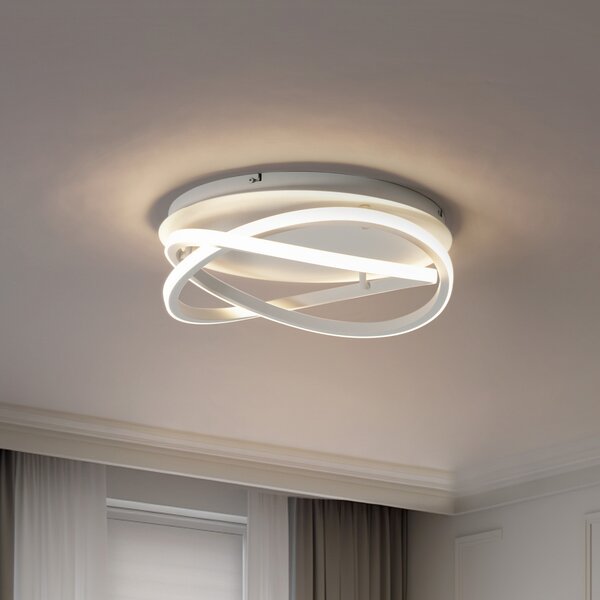 Lucande Plafonieră cu LED Aldric, alb, aluminiu, Ø 45 cm, reglabil, Alb, Camera de zi / sufragerie, Aluminiu, Modern