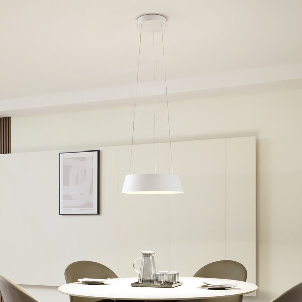 Lucande LED suspendat Belsar, alb, aluminiu, CCT, reglabil, Alb, Camera de zi / sufragerie, Aluminiu, Modern