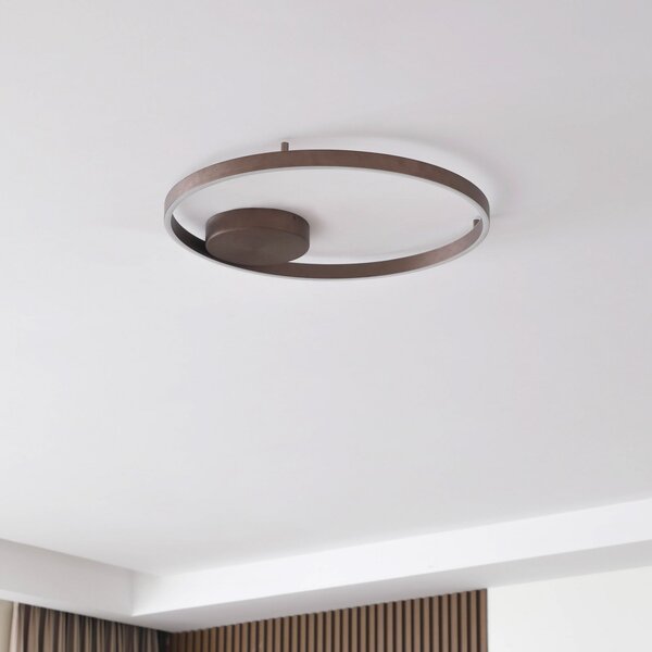 Lucande Smart LED plafonieră cu LED-uri Moise, cafea, CCT, Tuya, reglabil, Maro / Rugină, Camera de zi / sufragerie, Aluminiu, Modern