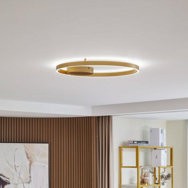 Lucande Smart LED plafonieră cu LED-uri Moise, auriu, CCT, Tuya, reglabil, Auriu / Alamă, Camera de zi / sufragerie, Aluminiu, Modern