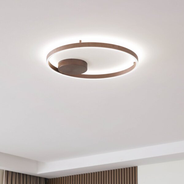 Lucande Smart LED plafonieră cu LED-uri Moise, cafea, CCT, Tuya, reglabil, Maro / Rugină, Camera de zi / sufragerie, Aluminiu, Modern