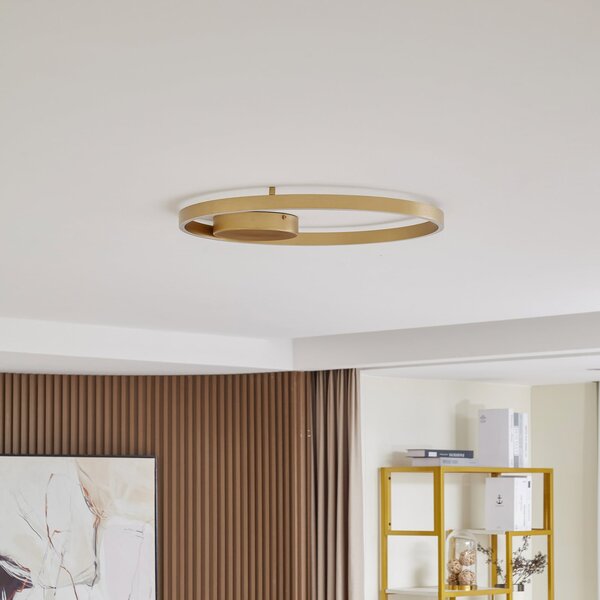 Lucande Smart LED plafonieră cu LED-uri Moise, auriu, CCT, Tuya, reglabil, Auriu / Alamă, Camera de zi / sufragerie, Aluminiu, Modern
