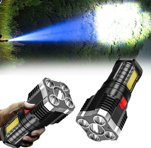 Set 2 x Lanterna de mana 6 LED, 1200 mAh, incarcare USB