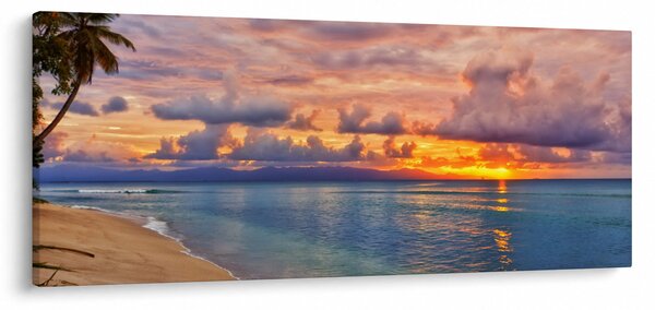 Tablou - Apus de soare la plajâ (120x50 cm)