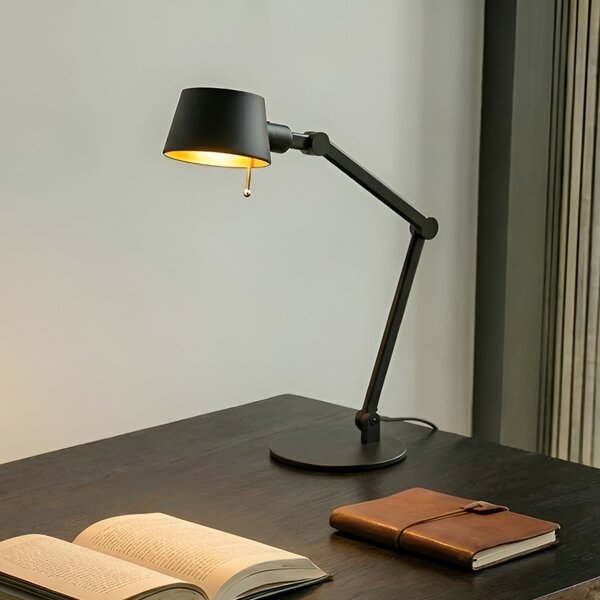 Lucande Lampa de masă Silka, 93 cm, negru, reglabilă, E27, Negru, Studiu / Birou, Metal, Modern