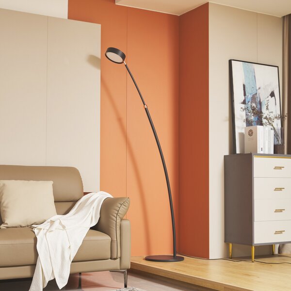 Lucande LED arc luminos Boga, negru, metalic, dimabilizabil, reglabil, Negru, Camera de zi / sufragerie, Metal, Modern