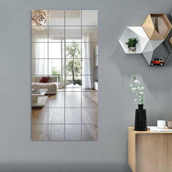 Oglinzi acrilice decorative, 16 piese, Argintiu