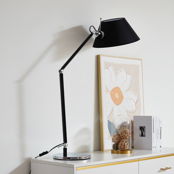 Lucande Lampă de masă Dansari, negru, metal, reglabilă, Negru, Camera de zi / sufragerie, Metal