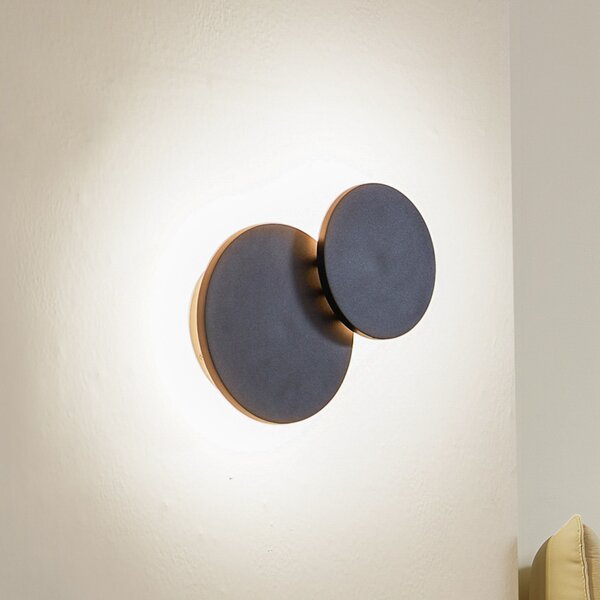 Lucande Aplică cu LED-uri Elrik, negru, înălțime 20 cm, metal, Negru, Hol, Metal, Modern