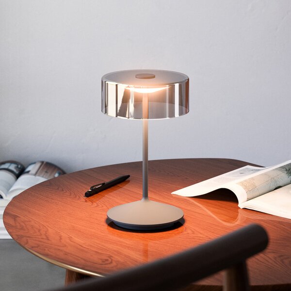 Sigor Numotion LED lampă de masă reîncărcabilă, grafit, sticlă, IP54, dimabil, reglabil, Gri, Camera de zi / sufragerie, Sticlă, Modern