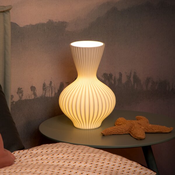 Lucide Momoro lampă de masă porțelan, 30 cm, Alb, Camera de zi / sufragerie, Ceramică