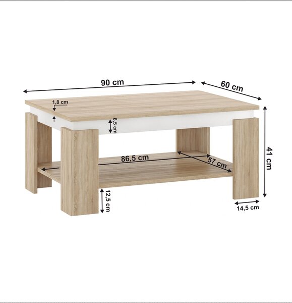 Măsuță de cafea PIANO (stejar sonoma + alb). 1091528