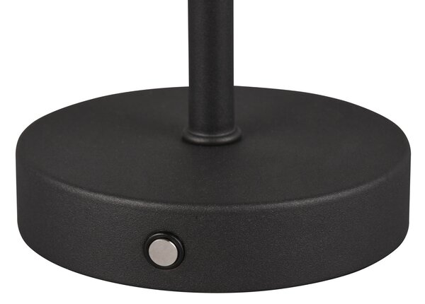 Reality Leuchten Lampă de masă reîncărcabilă Jeff LED, negru mat, înălțime 30 cm, metal, reglabil, Negru, Camera de zi / sufragerie, Metal, Modern