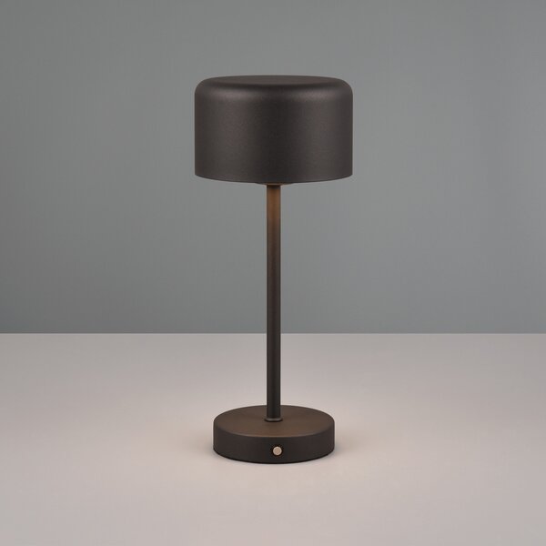 Reality Leuchten Lampă de masă reîncărcabilă Jeff LED, negru mat, înălțime 30 cm, metal, reglabil, Negru, Camera de zi / sufragerie, Metal, Modern