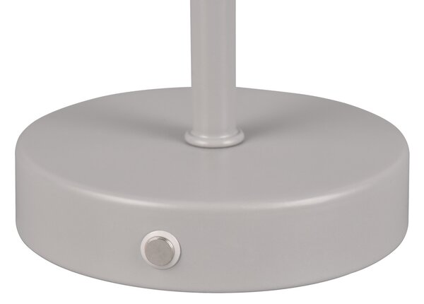 Reality Leuchten Lampă de masă reîncărcabilă Jeff LED, gri, înălțime 30 cm, metal, reglabil, Gri, Camera de zi / sufragerie, Metal, Modern