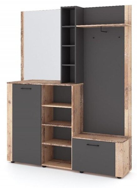 Set mobilier pentru hol Barra (antracit + old wood) (so zrkadlom). 1091815