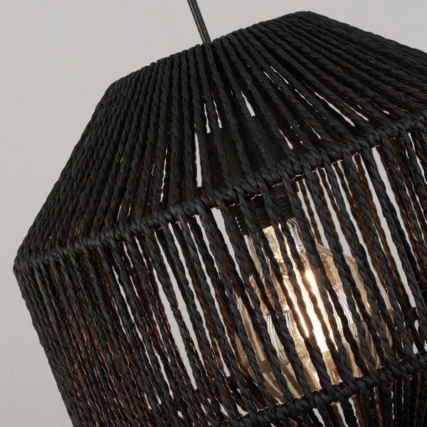 Searchlight Wicker lampă suspendată, 3 becuri, reglabil, Negru, Metal, Modern