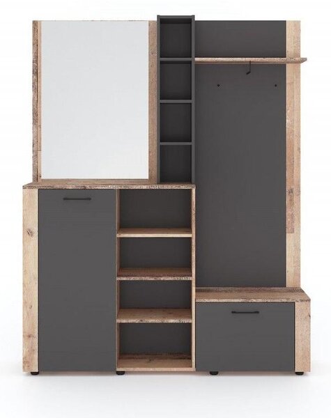 Set mobilier pentru hol Barra (antracit + old wood) (so zrkadlom). 1091815
