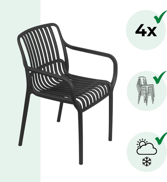 Scaun de grădină LUISE, set 4 buc., antracit I.P.A.E-Progarden