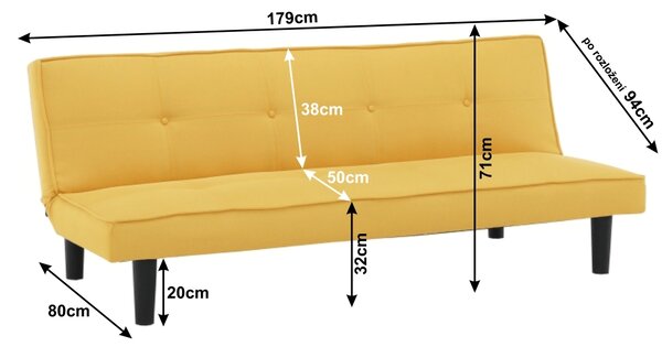 KONDELA Canapea extensibilă, muştar/negru, ZELDA NEW