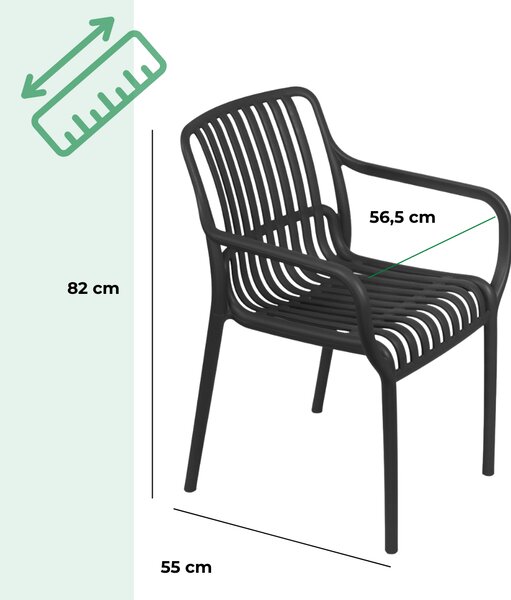Scaun de grădină LUISE, set 4 buc., antracit I.P.A.E-Progarden