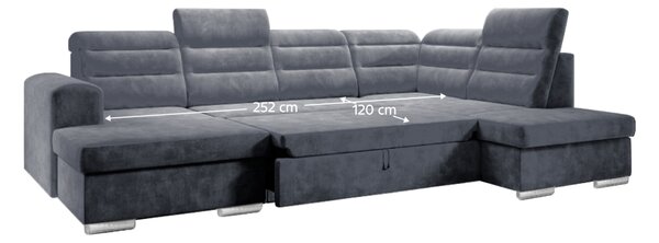 KONDELA Canapea extensibilă, gri închis, dreapta, KLOUDY U