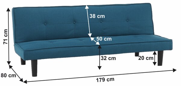 KONDELA Canapea extensibilă, albastru/negru, ZELDA NEW