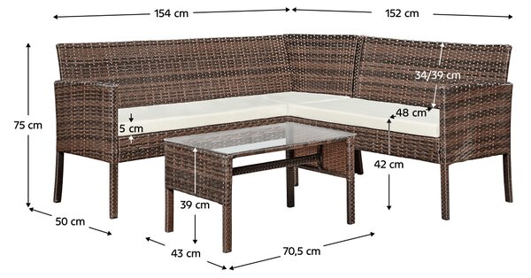 KONDELA Set de grădină din ratan, 2 piese, maro / bej, FARIEL