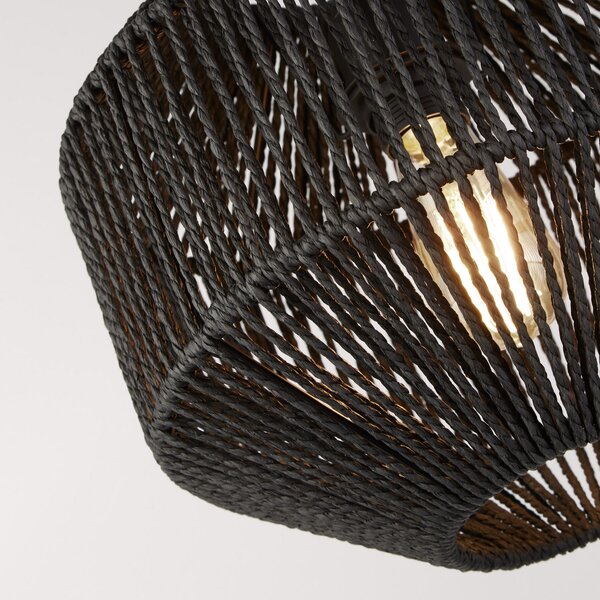 Searchlight Wicker lampă suspendată, 1 bec, reglabil, Negru, Metal, Modern, Felinar